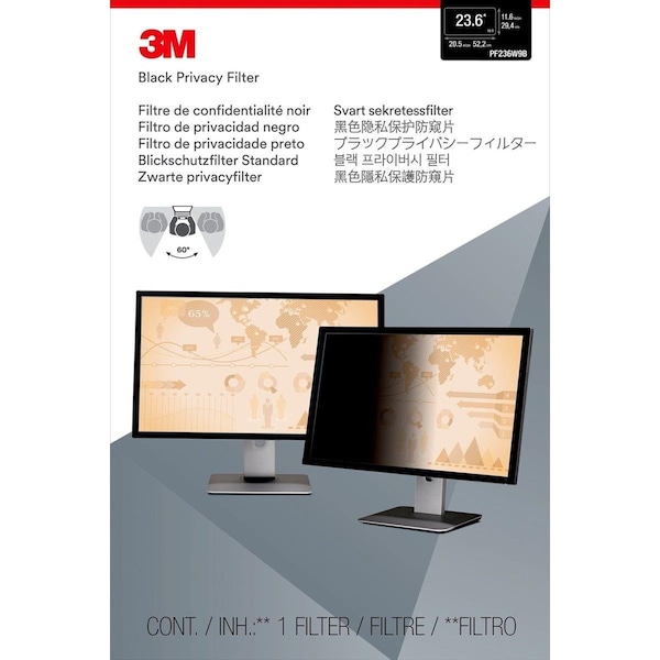 3M Commercial 23.6 in. Blackout Frameless Privacy Filter for Widescreen LCD Monitor, 16 - 9 3M471350 - main